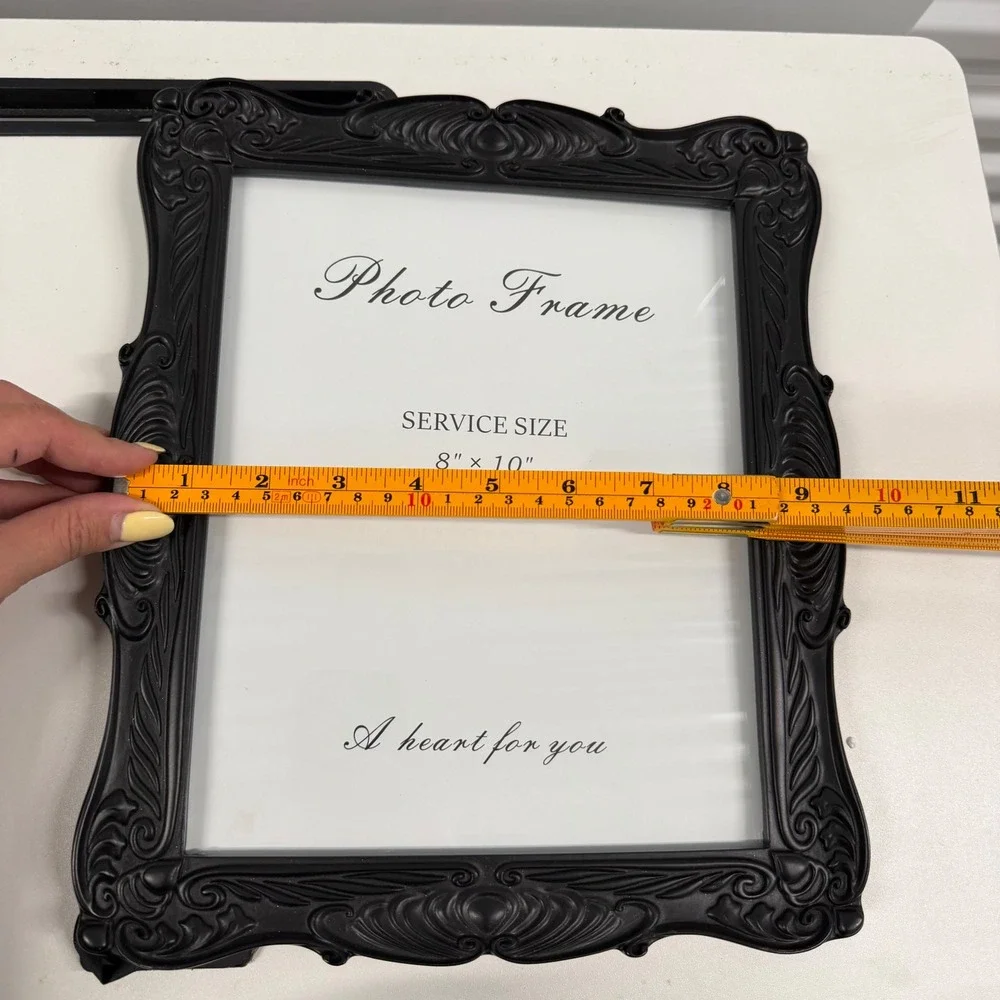 Black Ornate Baroque 8x10 Photo Frame Vintage Style Scroll Tabletop Wall Mount